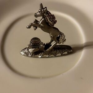 Pewter Unicorn  w/Crystal iridescent ball.